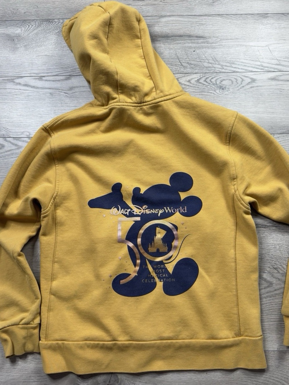 Disney Parks WDW 50th Anniversary Mickey Mustard Hoodie Sweatshirt size xxl